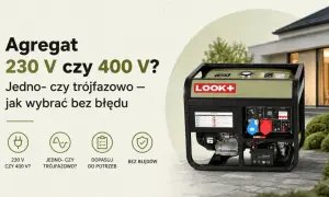 Agregat prądotwórczy LOOK+ obok domu. Poradnik: 230 V czy 400 V? Jednofazowo czy trójfazowo? Wybierz właściwe napięcie międzyfazowe.