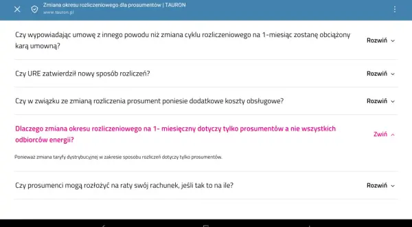 Informacje o zmianie okresu rozliczeniowego dla prosumentów w Tauron. Dowiedz się, czy zmiana cyklu rozliczeniowego na 1-miesięczny wiąże się z karą.