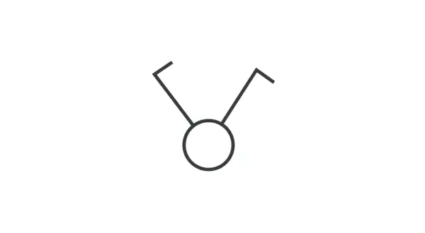 Symbol gniazda elektrycznego. Prosty rysunek przedstawiający okrąg z dwoma liniami wychodzącymi ku górze, przypominający anteny.