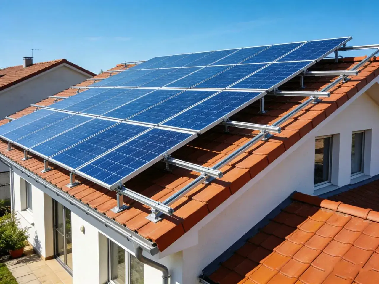 Panele słoneczne na dachu domu. Czy instalacja off-grid jest legalna? Tak, pod pewnymi warunkami.