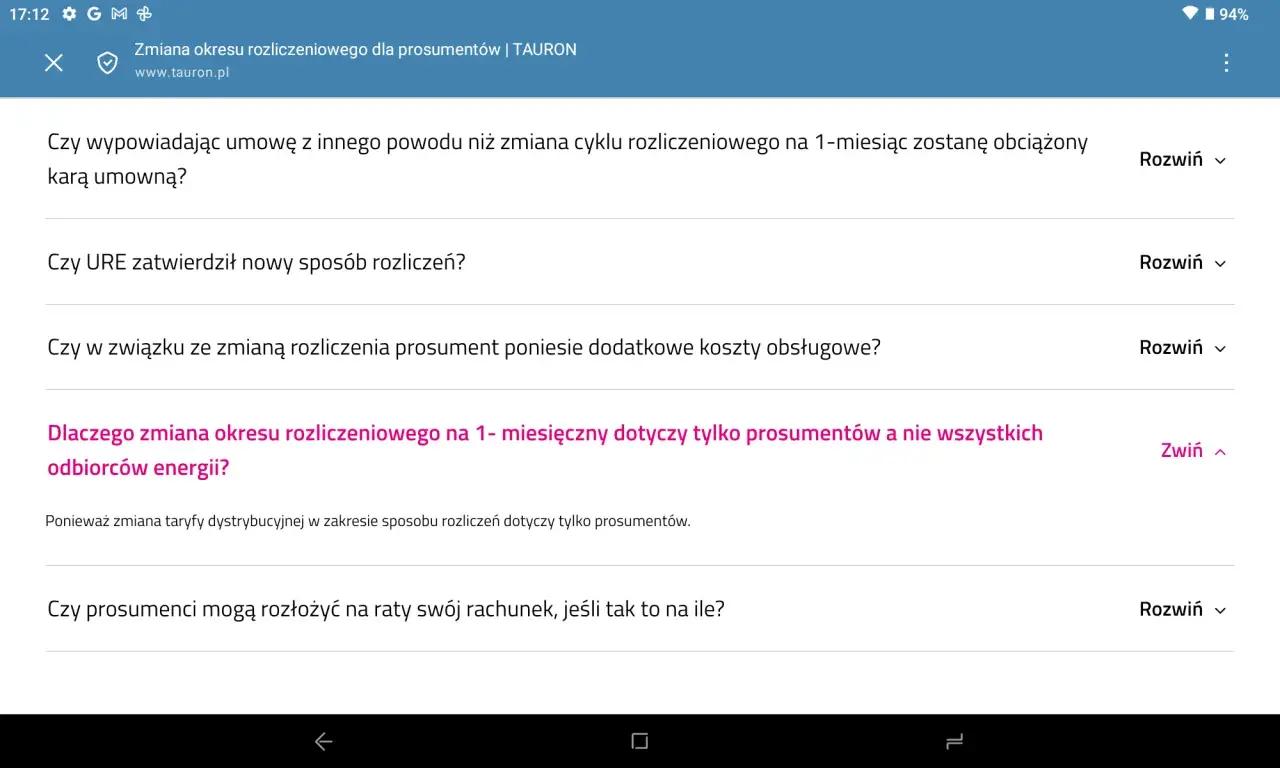 Informacje o zmianie okresu rozliczeniowego dla prosumentów w Tauron. Dowiedz się, czy zmiana cyklu rozliczeniowego na 1-miesięczny wiąże się z karą.