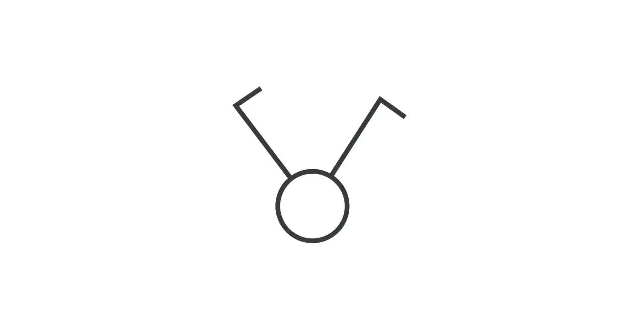 Symbol gniazda elektrycznego. Prosty rysunek przedstawiający okrąg z dwoma liniami wychodzącymi ku górze, przypominający anteny.