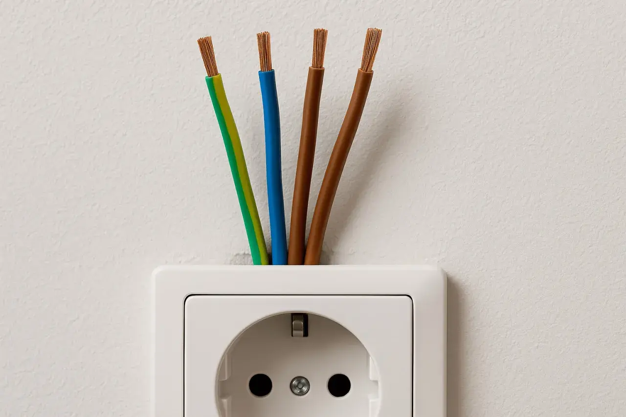 Kabel żółto-zielony jak podłączyć? Cztery przewody wychodzą z gniazdka: żółto-zielony, niebieski i dwa brązowe.