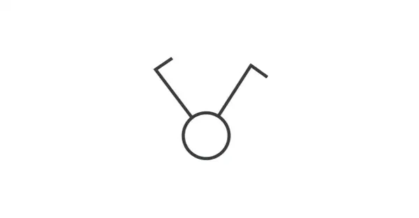 Symbol gniazda elektrycznego. Prosty rysunek przedstawiający okrąg z dwoma liniami wychodzącymi ku górze, przypominający anteny.